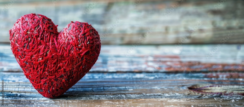 Poster valentine s day card with a red heart symbol suitable for a love concept featuring a copyspace image