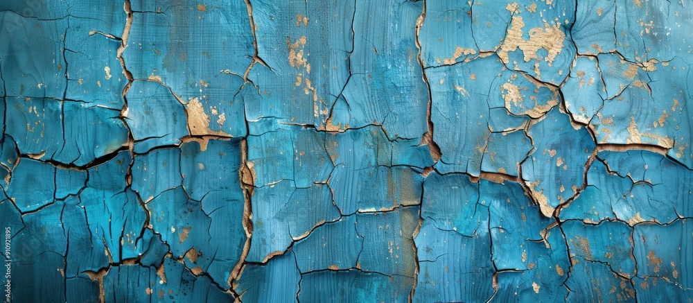 Poster high resolution top view image of a blue wooden background featuring a crackling effect ideal for co