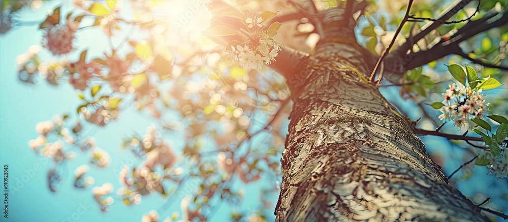 Leinwandbilder sunny skies peeking through the branches of a tree create a serene copy space image