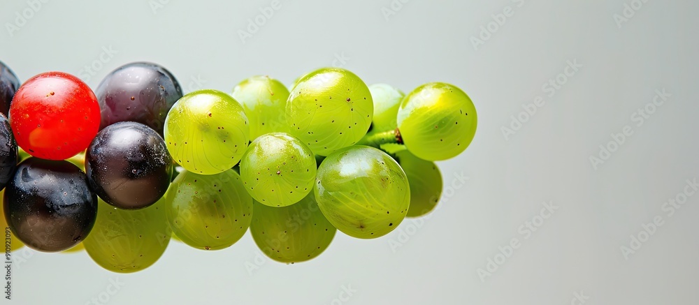 Poster Unripe grape bunch with odd man out in a copy space image
