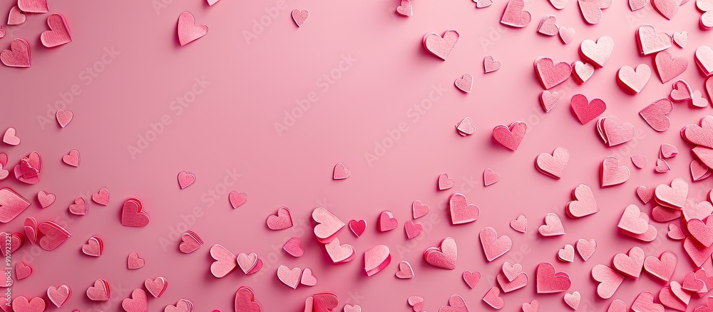 Fototapete a pink heart pattern on a pink backdrop creates a charming valentine s day card or wedding invitatio