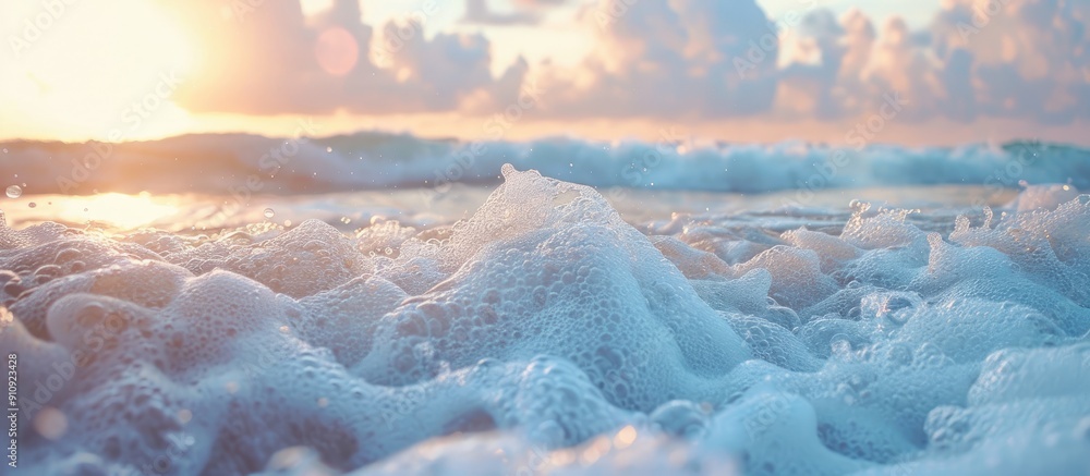Aufkleber seascape with sea foam in the background ideal for travel concepts with copy space image