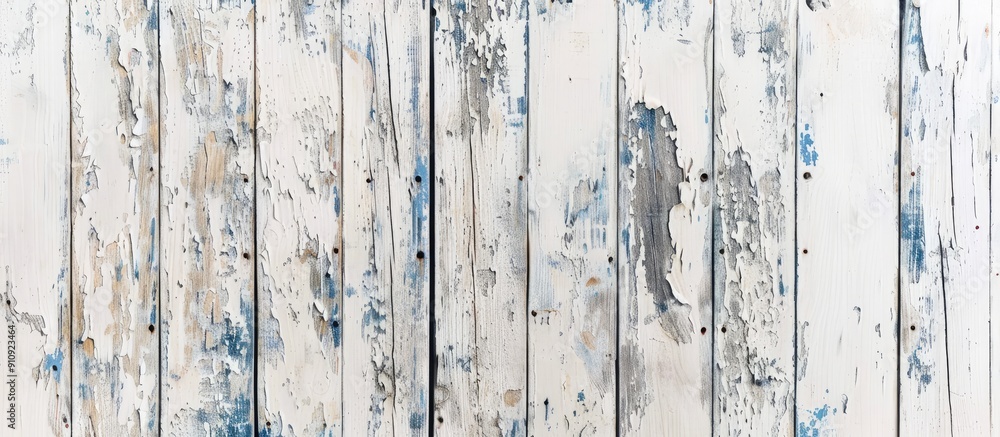 Poster an old white and blue wooden header background with a vintage style and shabby paint creating a rust