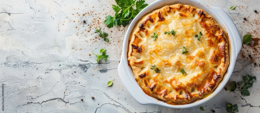 Poster english fish pie displayed on a light background with available copy space image