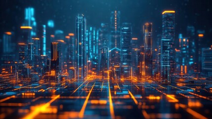Obraz premium AI-powered city, futuristic urban design, digital society, holographic technology