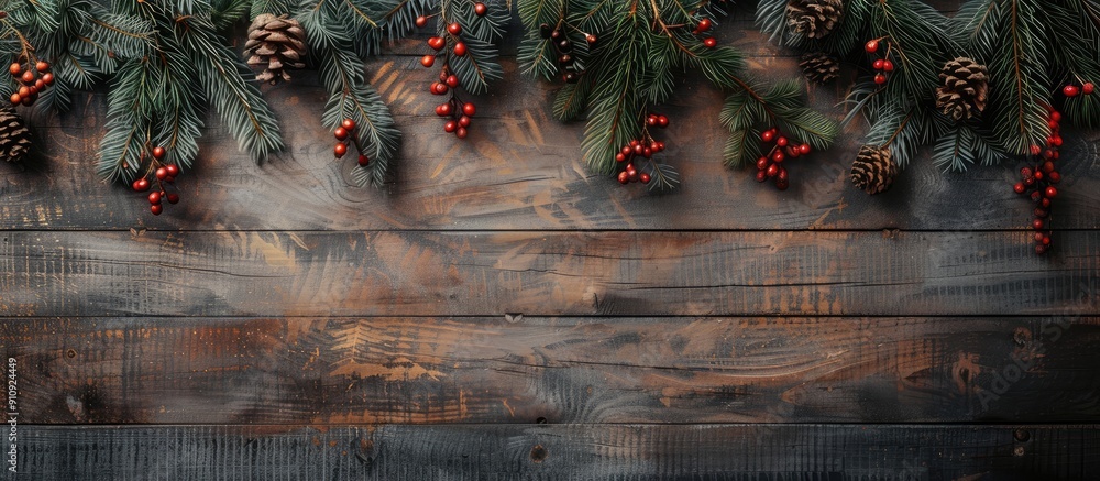 Poster Rustic Christmas backdrop with a stylish design Copy space image included