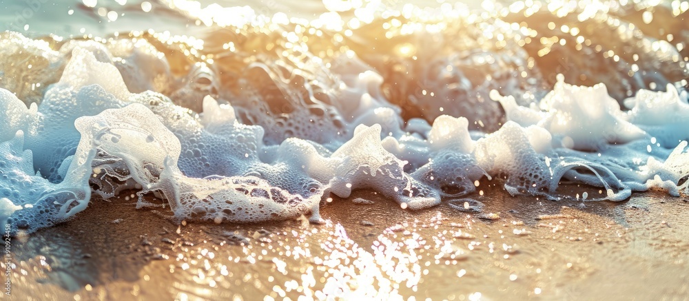 Aufkleber soft and beautiful wave on sandy beach with copy space image