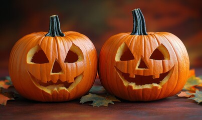 Spooky Halloween Pumpkins Illuminating Eerie Night: Atmospheric 4K Wallpaper for Seasonal Marketing. AI-Generated Creative Background Featuring Jack-o'-Lanterns, Perfect for Holiday Advertising, Festi