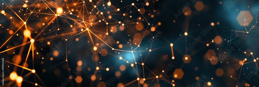 Poster a digital web of interconnections with glowing nodes and lights, symbolizing the vast expanse of mod