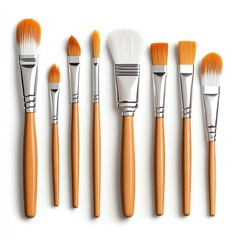 Fototapeta premium A set of artist's paintbrushes in various sizes, isolated on a white background