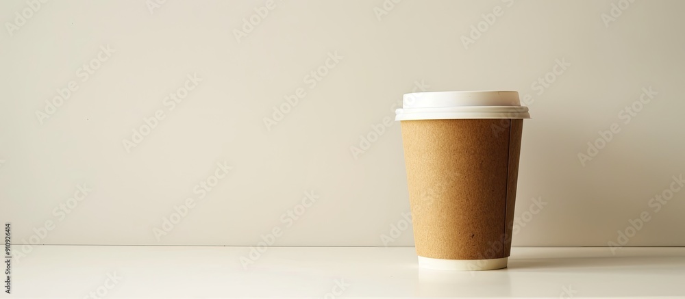 Aufkleber isolated on a white backdrop a blank kraft coffee cup is shown ready for a copy space image