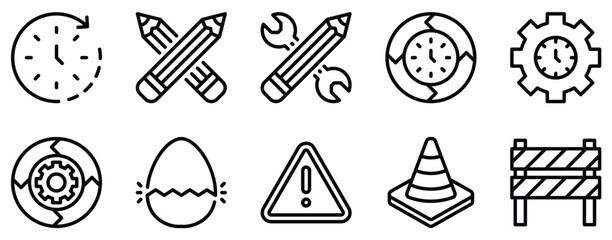 Fototapeta premium Work in Progress Icon Set Dynamic Line Style Collection for Ongoing Projects