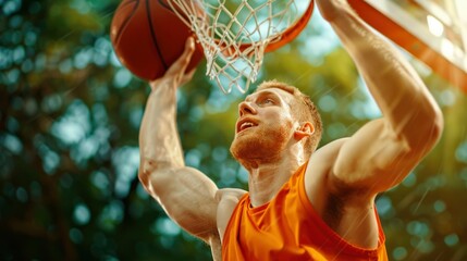A Man Playing Basketball And Executing A Slam Dunk, Showcasing His Skills, Wallpaper Pictures, Background Hd