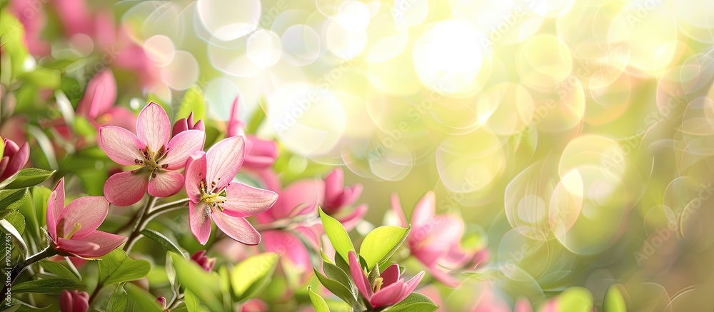 Poster spring background with fresh flowers ideal for a copy space image