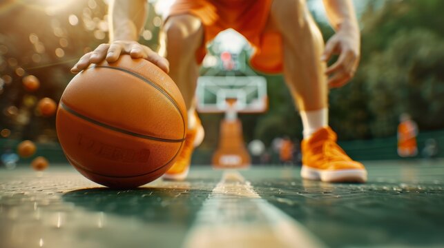 A Player Making A Dribble Move On A Basketball Court, Focused And Agile, Wallpaper Pictures, Background Hd