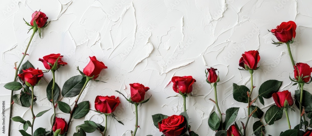 Aufkleber red roses displayed with a white backdrop providing empty room for text or design in the image. crea