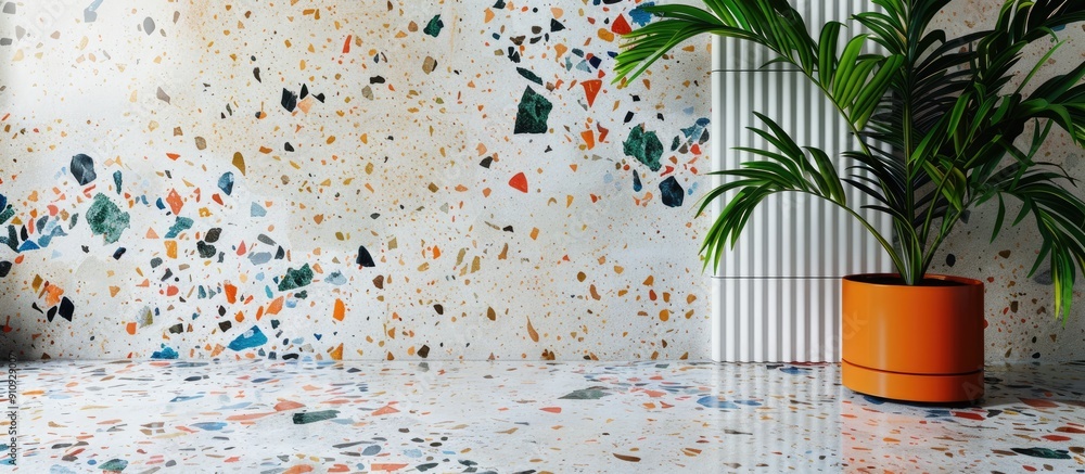 Poster background featuring terrazzo on the floor with copy space image