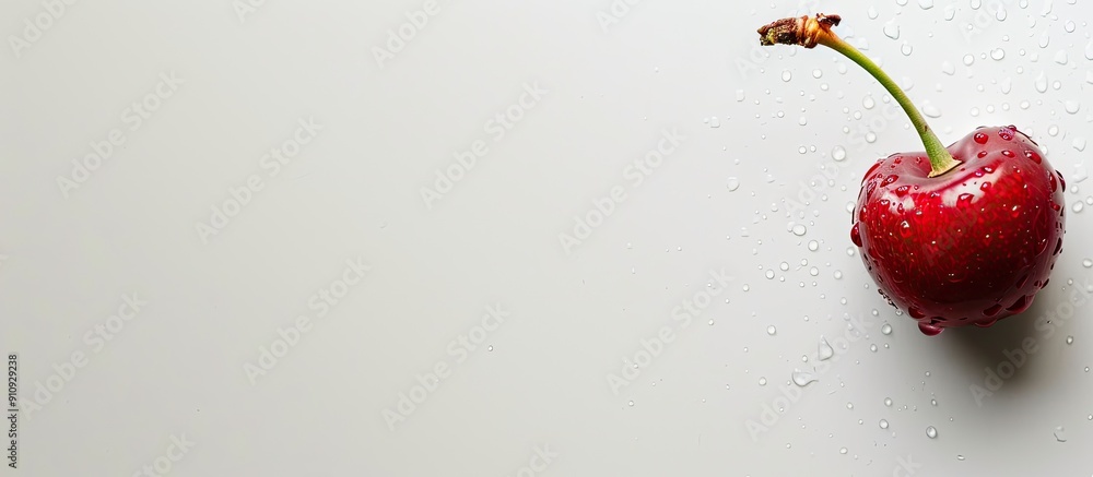 Poster tart cherry with a white background in the copy space image