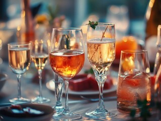 Wine Glasses on Table