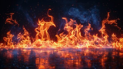 Fiery Inferno: Abstract Flames Against a Dark Background