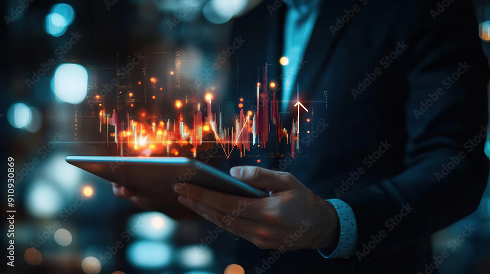 Poster business development concept. business people using tablets and working together for financial data 