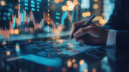 Business development concept. Business people using tablets and working together for financial data analysis, a business chart with a graph of stock market. Digital business growth. Business tech