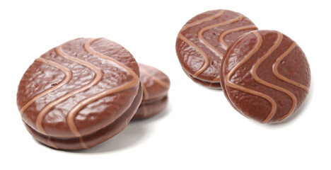 chocolate cake on white background 