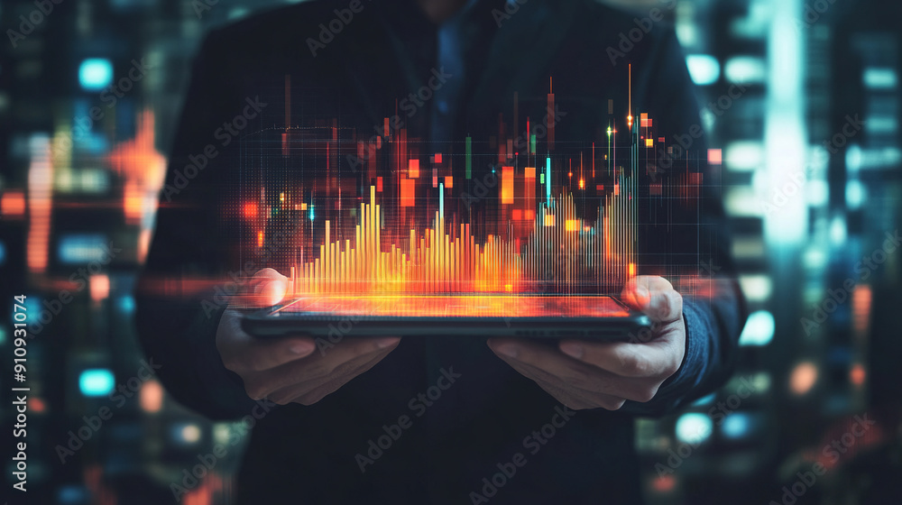 Poster business development concept. business people using tablets and working together for financial data 