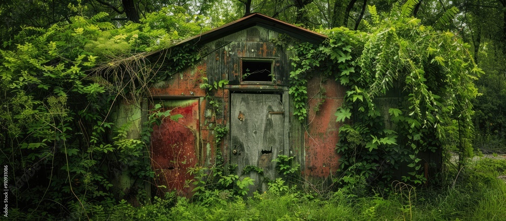 Aufkleber The neglected structure was dirty overrun with weeds and ideal for adding text with copy space image
