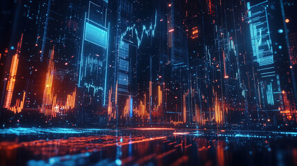 Financial Growth Chart. Ascending business analysis charts with economic growth graphs digital. Business growth. Graph and stock market data on a digital technology concept. Stock market display