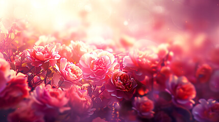 A beautiful bouquet of red flowers with a pink background. The flowers are arranged in a way that they look like they are blooming, and the pink background adds a sense of warmth
