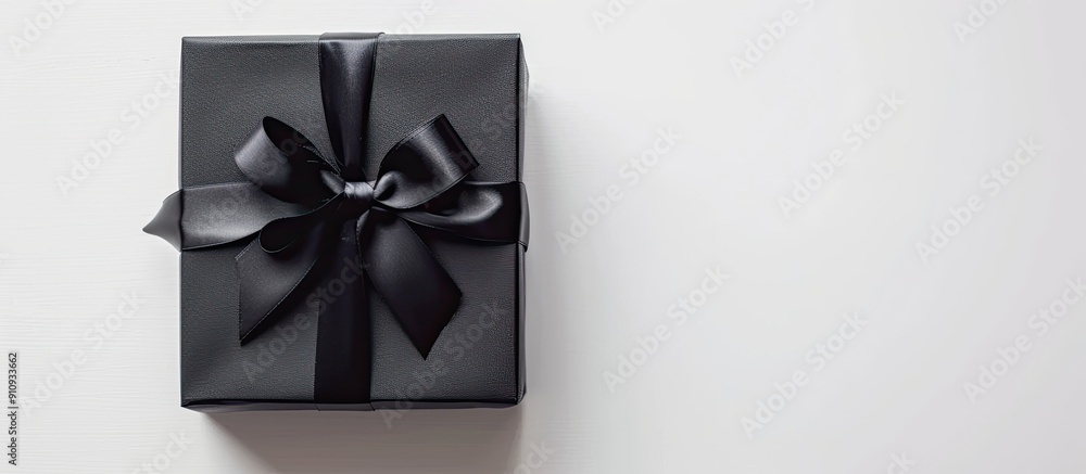 Poster gift black box displayed on a white background with copy space image