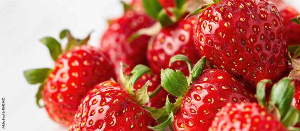 Poster half close up of ripe strawberries with copy space image