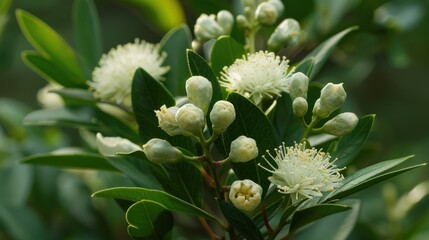 Fototapeta premium White Flowers Blooming on a Branch