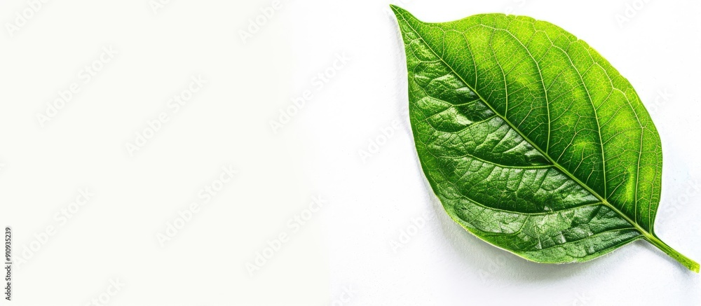 Leinwandbilder include clipping path in a white background setting to highlight a solitary green leaf with ample co