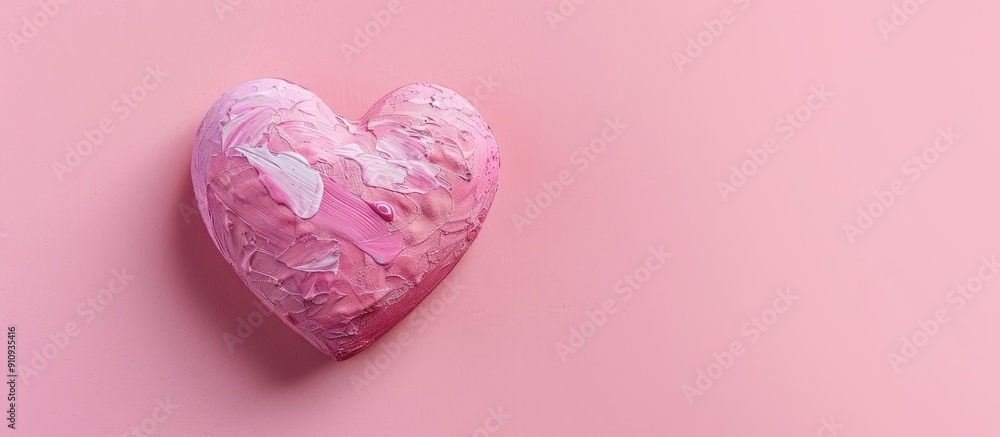 Poster valentine s day themed image with a pink heart on a pink background in a trendy pop art style perfec