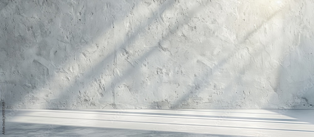 Aufkleber Empty exterior concrete wall with sunlight reflection texture providing a white paint room background with a rough surface ideal as a backdrop for product presentations featuring light and shadow ami