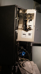 Burned boiler room equipment in a private house due to a short circuit