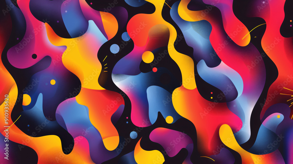 Aufkleber Modern graphic design featuring colorful abstract background with flowing liquid shapes