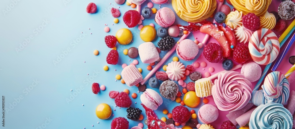 Poster Vibrant sweets creating a delightful display in a copy space image
