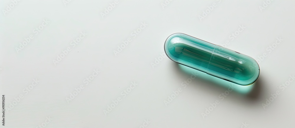 Aufkleber A soft gel capsule is displayed on a white background with ample copy space image