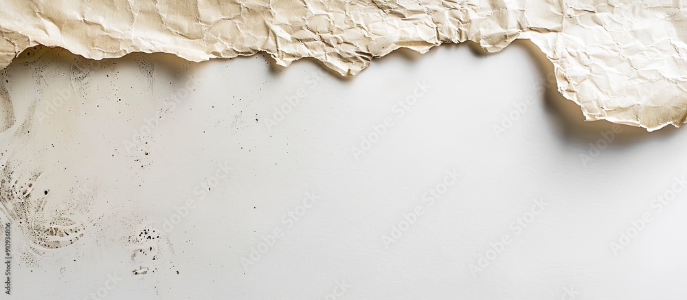 Fototapete mock up of a vintage paper sheet on a plain white background with copy space image