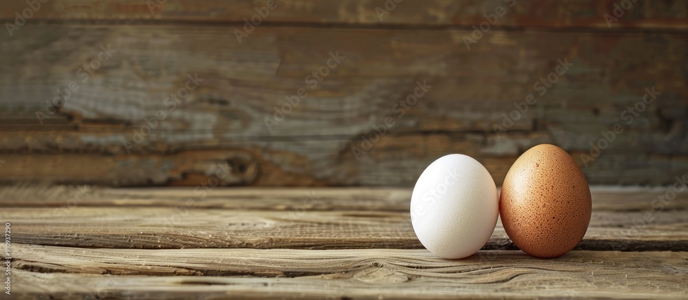 Aufkleber two eggs on a rustic table with copy space image