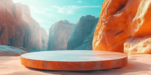 Circular Platform In A Desert Canyon Landscape