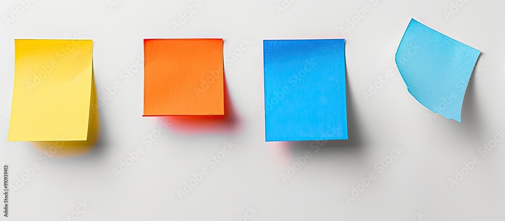Aufkleber White background with blank adhesive notes and a slight shadow for a copy space image