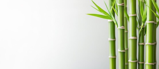 Obraz premium Bamboo planters in a naturally decorated living area, bamboo planters, green interior