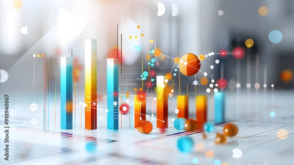 Aufkleber abstract data analysis concept with 3d charts and graphs.