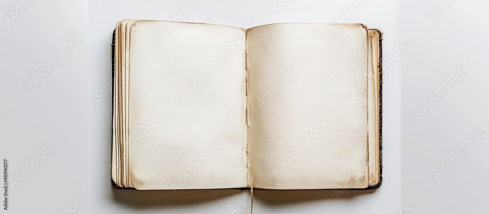 Poster Two open notebooks displayed on a blank white background allowing for copy space image