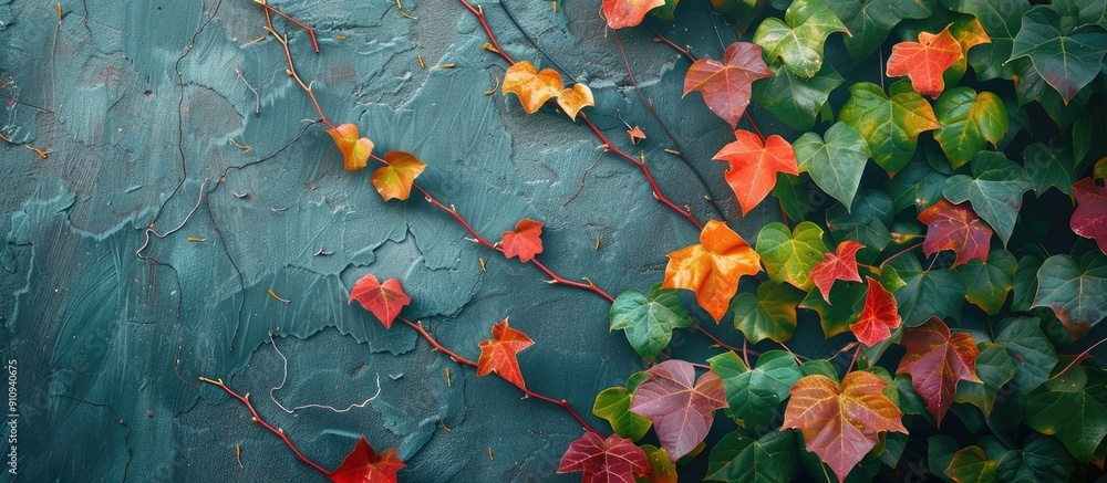 Poster ivy vines with autumn leaves form a beautiful backdrop with a natural appeal suitable for a copy spa
