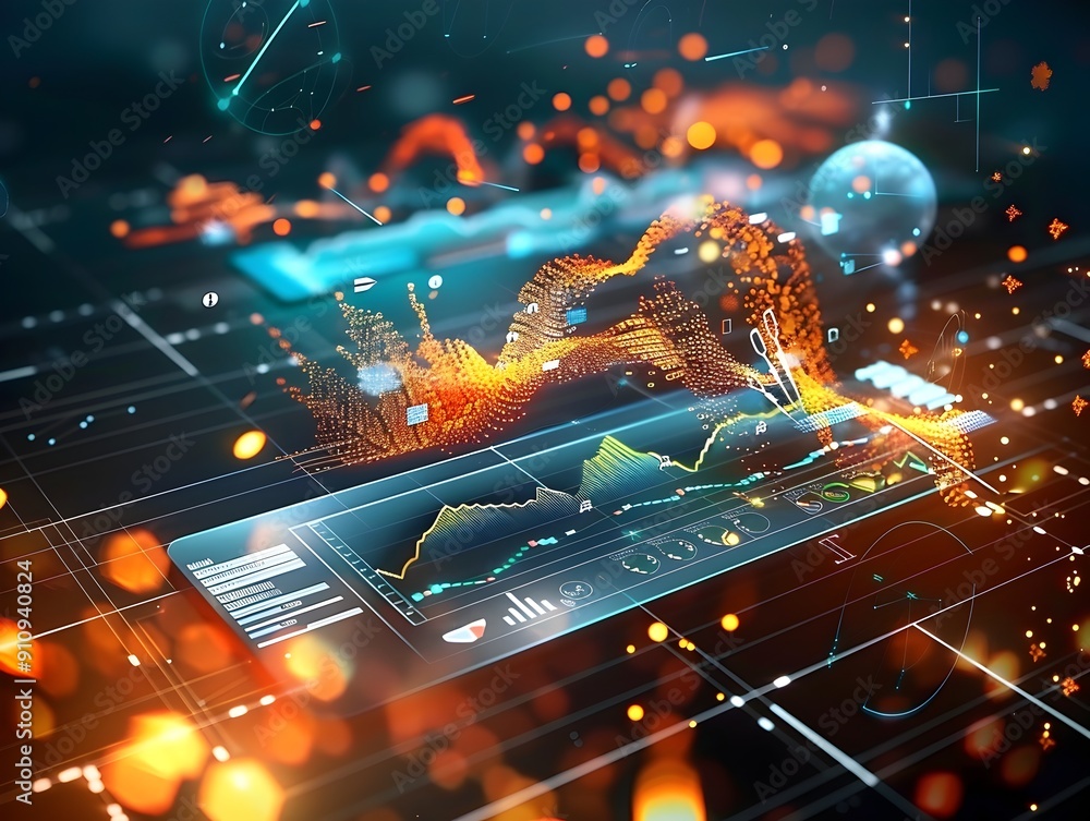 Aufkleber abstract technology background with data and graphs.